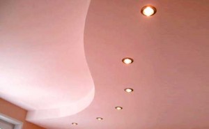 Потолок из гипсокартона: розовая волна