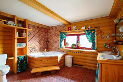Отделка ванной в деревянном доме 