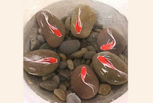 Каменный декор Нарисованные рыбки 
