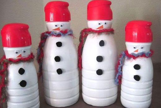 бутылки снеговики 
